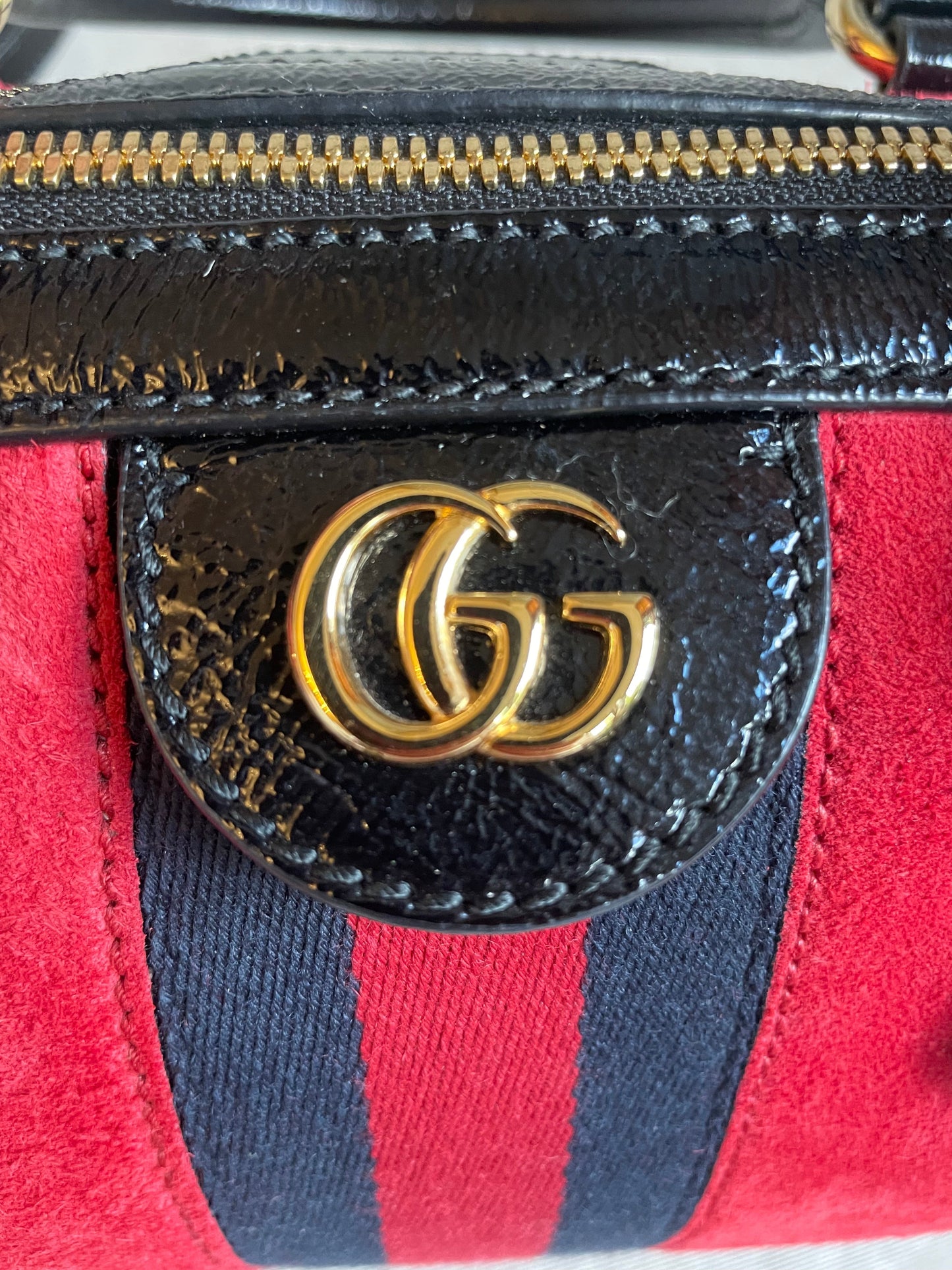 Gucci Ophidia Red Leather Suede Shoulder Bag