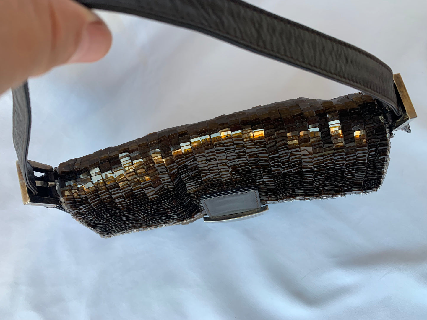 FENDI Baguette chocolate brown sequins excellent condition