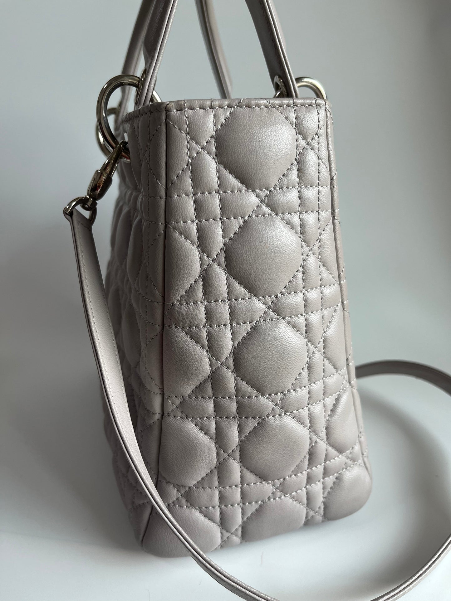 Lady Dior Grey Cannage Leather Medium with strap