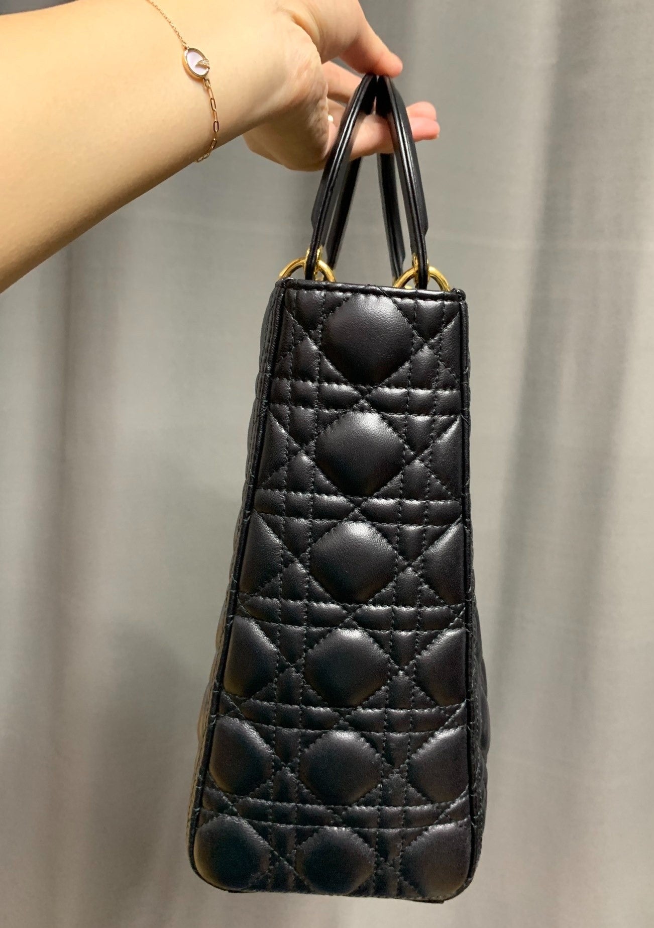 Lady Dior Large Bag Black Cannage Lambskin Leather with gold hardware