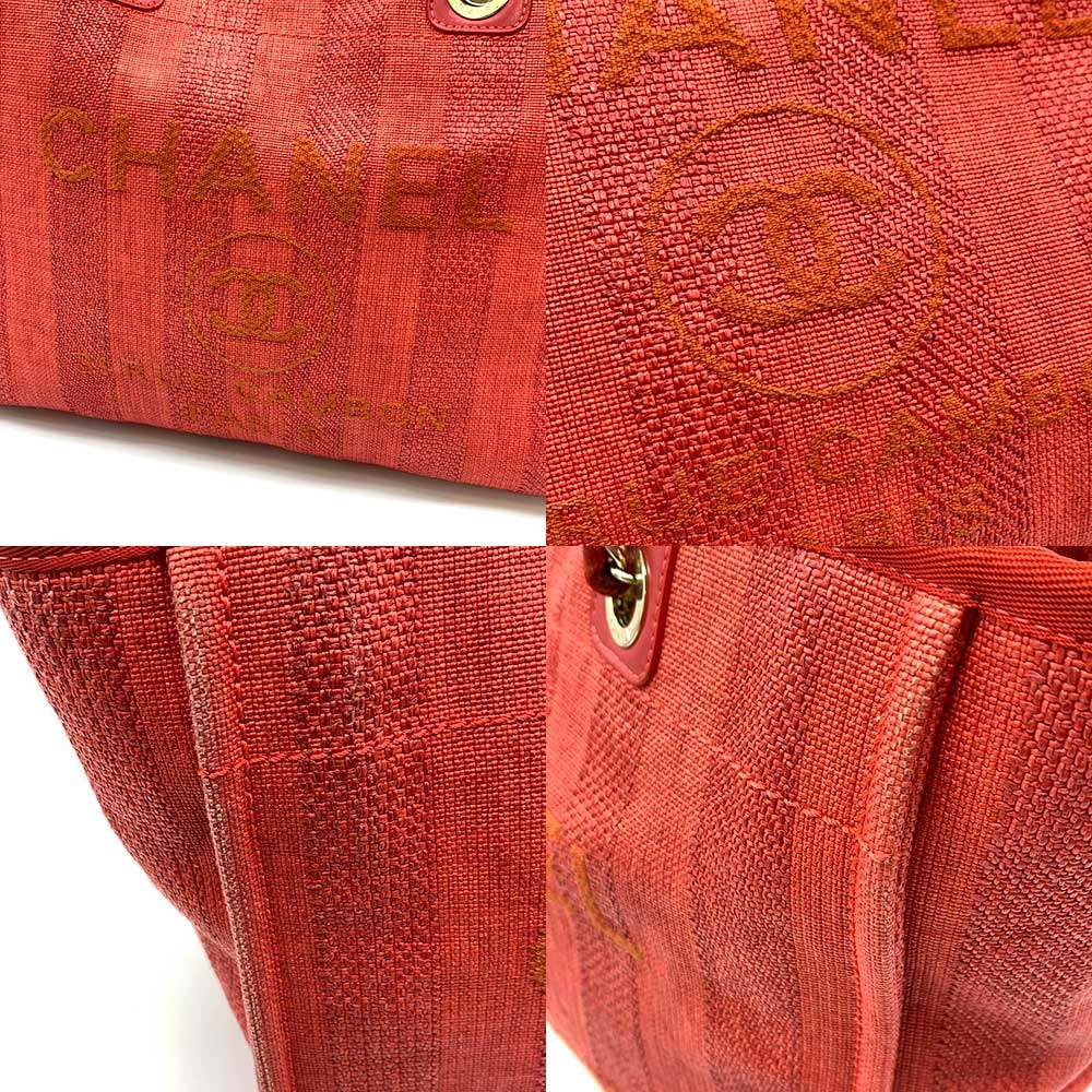 Chanel Deauville Medium Tote Bag Red Classic Flap