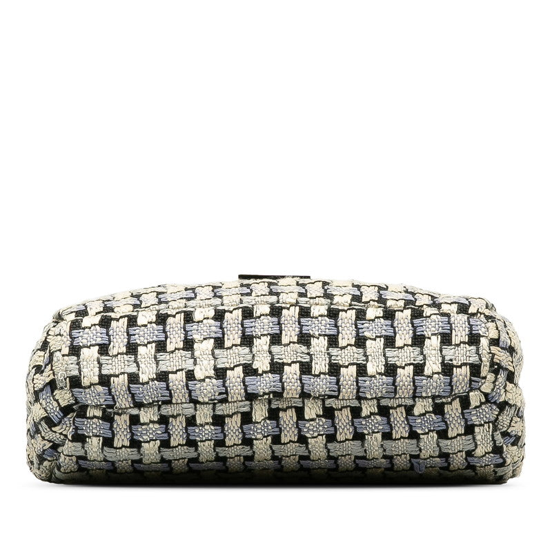 Chanel Wild Stitch Tweed Wool Leather Shoulder Bag Classic Flap