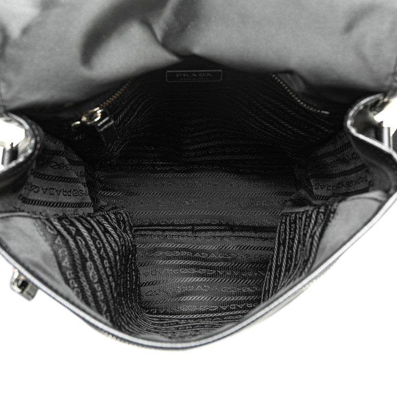 Prada Triangle Logo Plate Nylon Leather Shoulder Bag