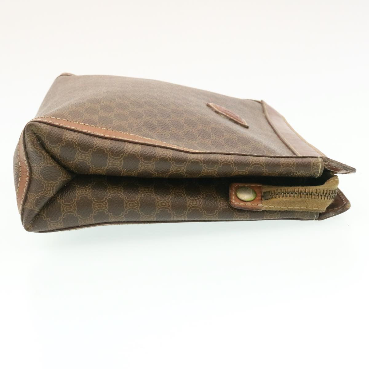 Luxury CELINE Macadam Canvas Clutch Bag PVC Leather Brown ki1226