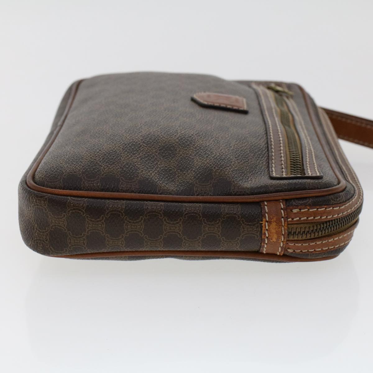 Luxury CELINE Macadam Canvas Clutch Bag PVC Leather Brown ki3150