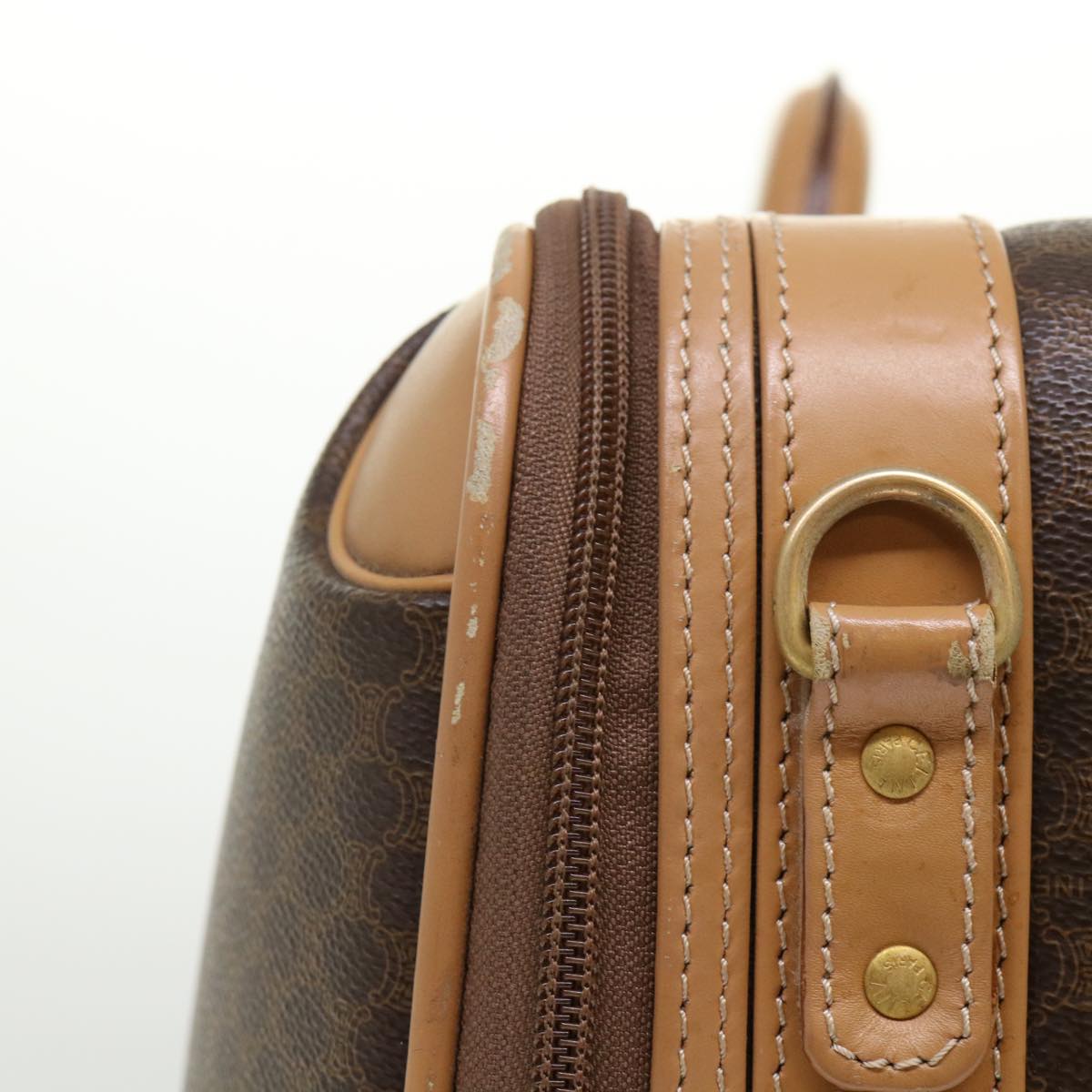 Luxury CELINE Macadam Canvas Trunk PVC Leather Brown ki3281
