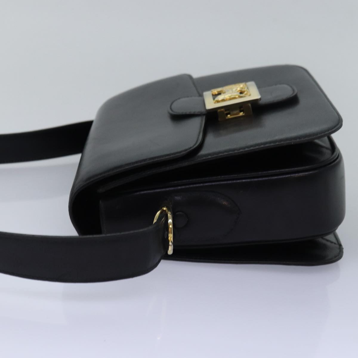 Luxury CELINE Horse Carriage Shoulder Bag Leather Black ki4569