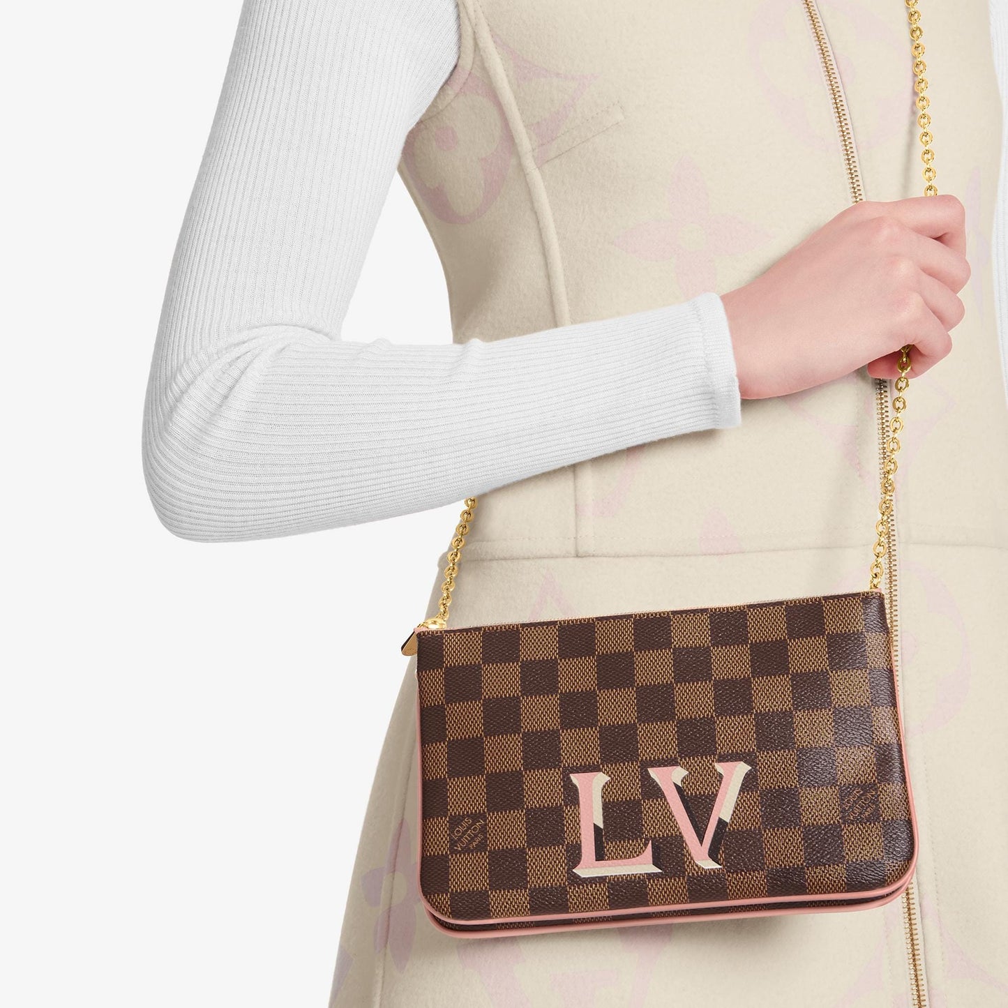 Louis Vuitton DAMIER EBÃNE Double Zip Pochette