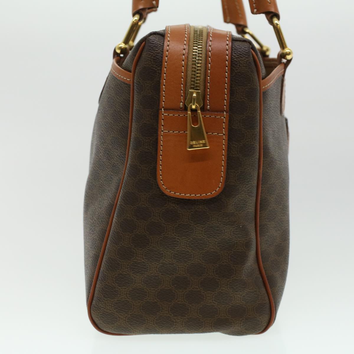 Luxury CELINE Macadam Canvas Hand Bag PVC Leather Brown lt678