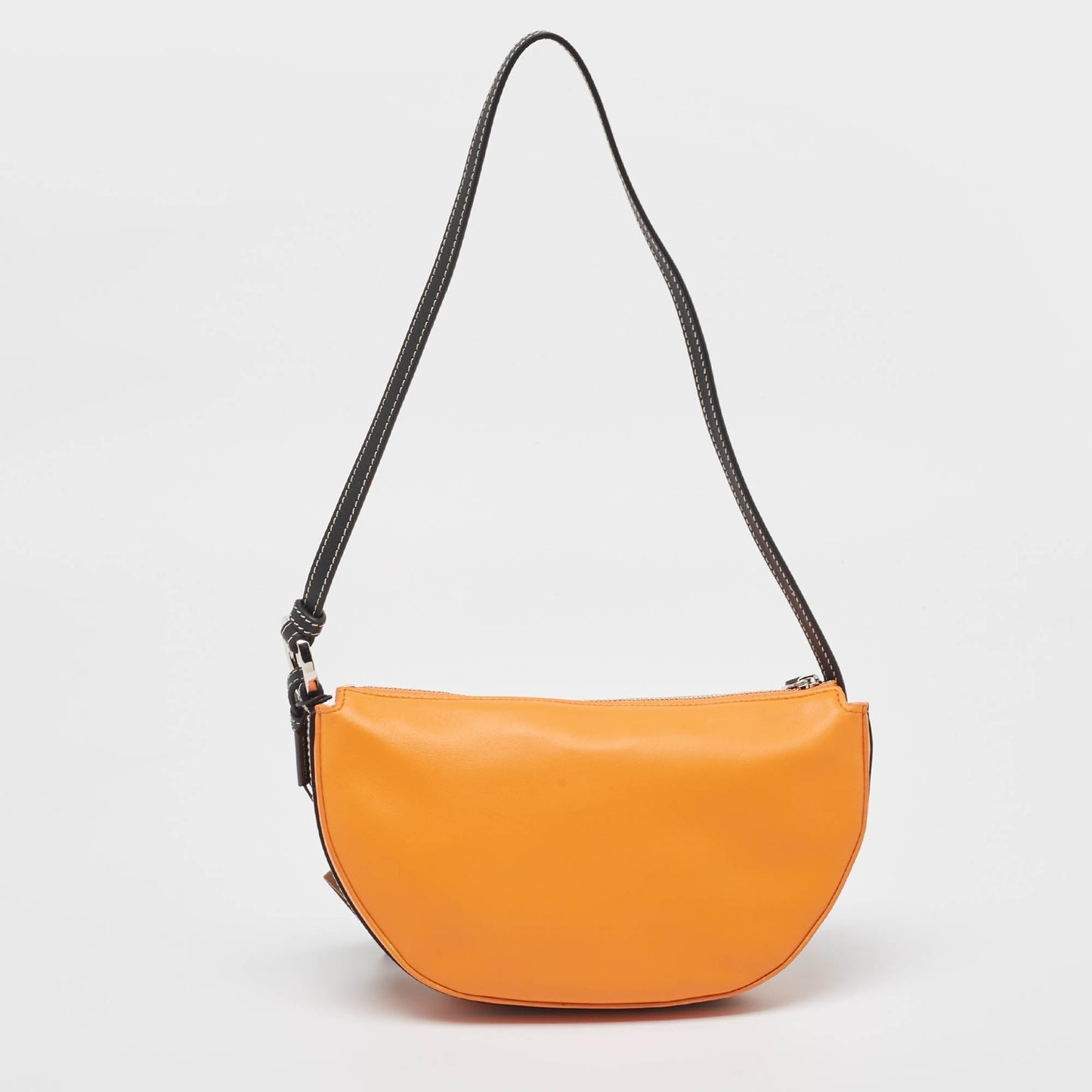 Luxury Burberry Orange/Black Leather Mini Double Olympia Bag
