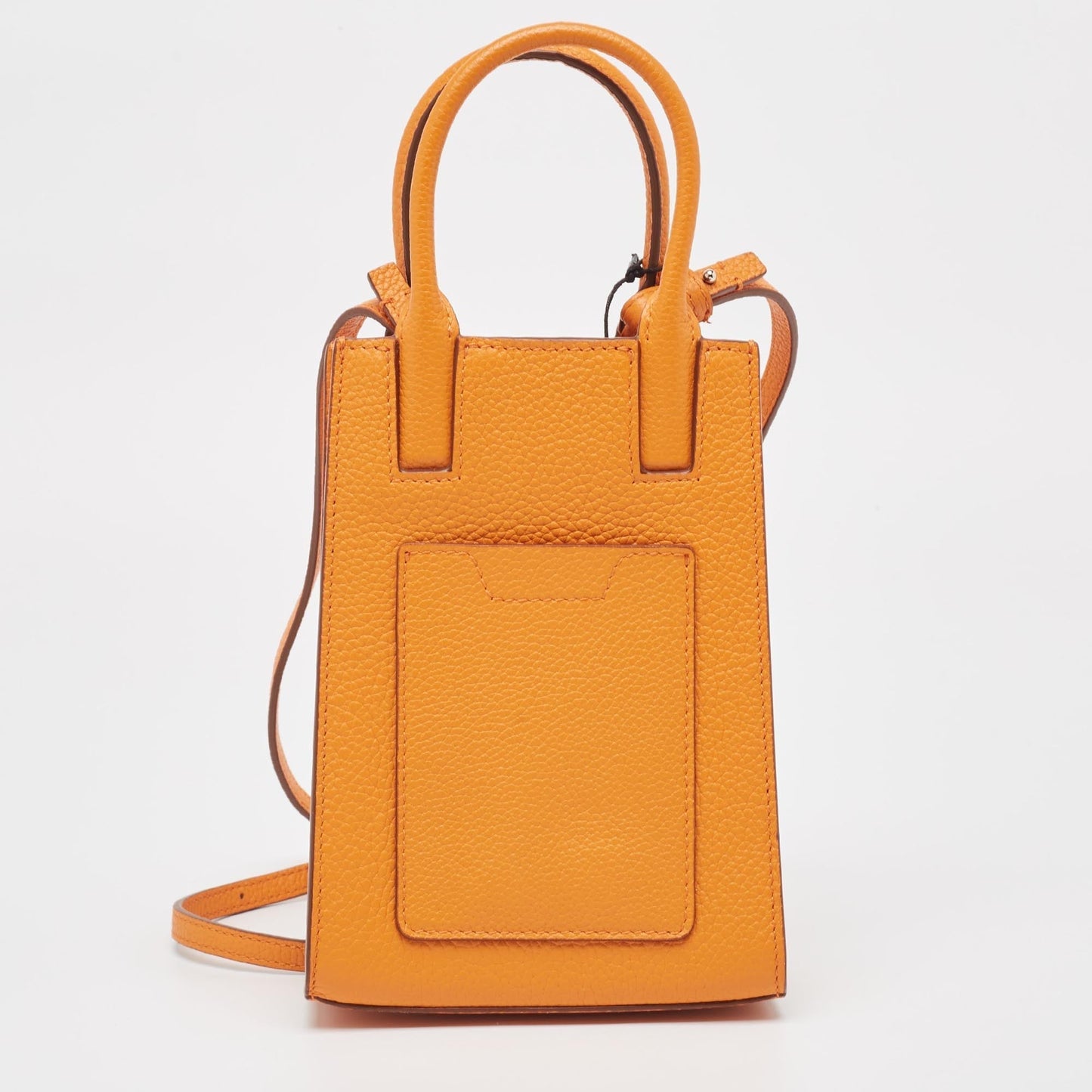 Luxury Burberry Orange Leather TB Logo Phone Crossbody Bag