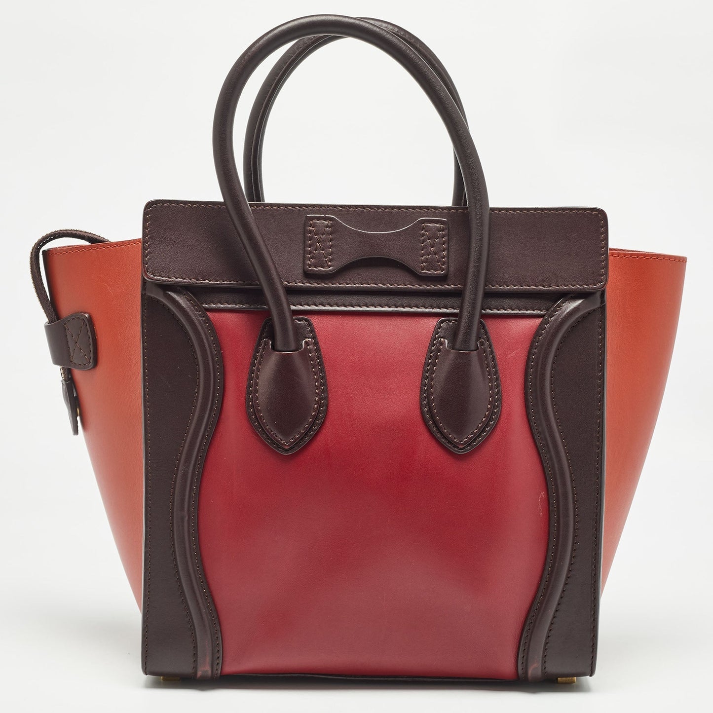 Luxury CELINE Tri Color Leather Micro Luggage Tote
