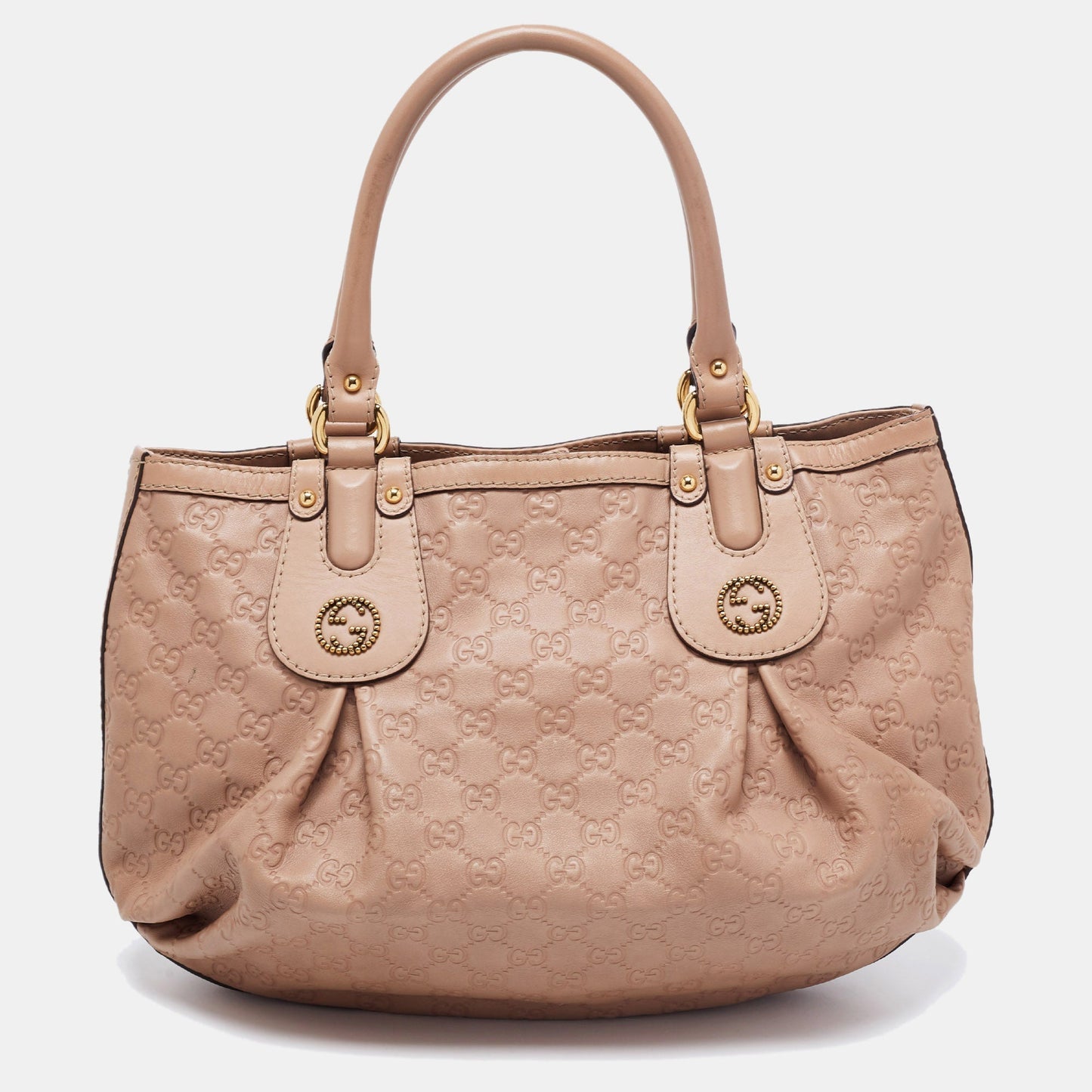 Gucci Guccissima Beige Leather Canvas Shoulder Bag