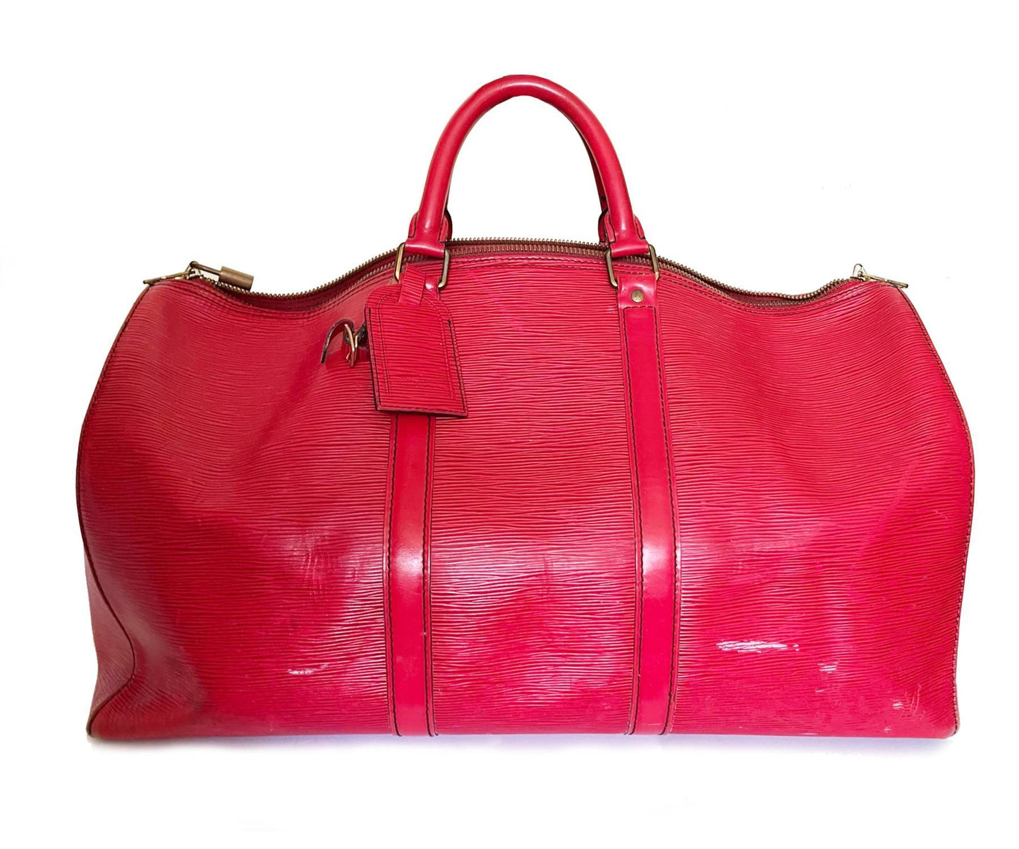 LOUIS VUITTON Red Epi Leather Keepall 50 Travel Bag