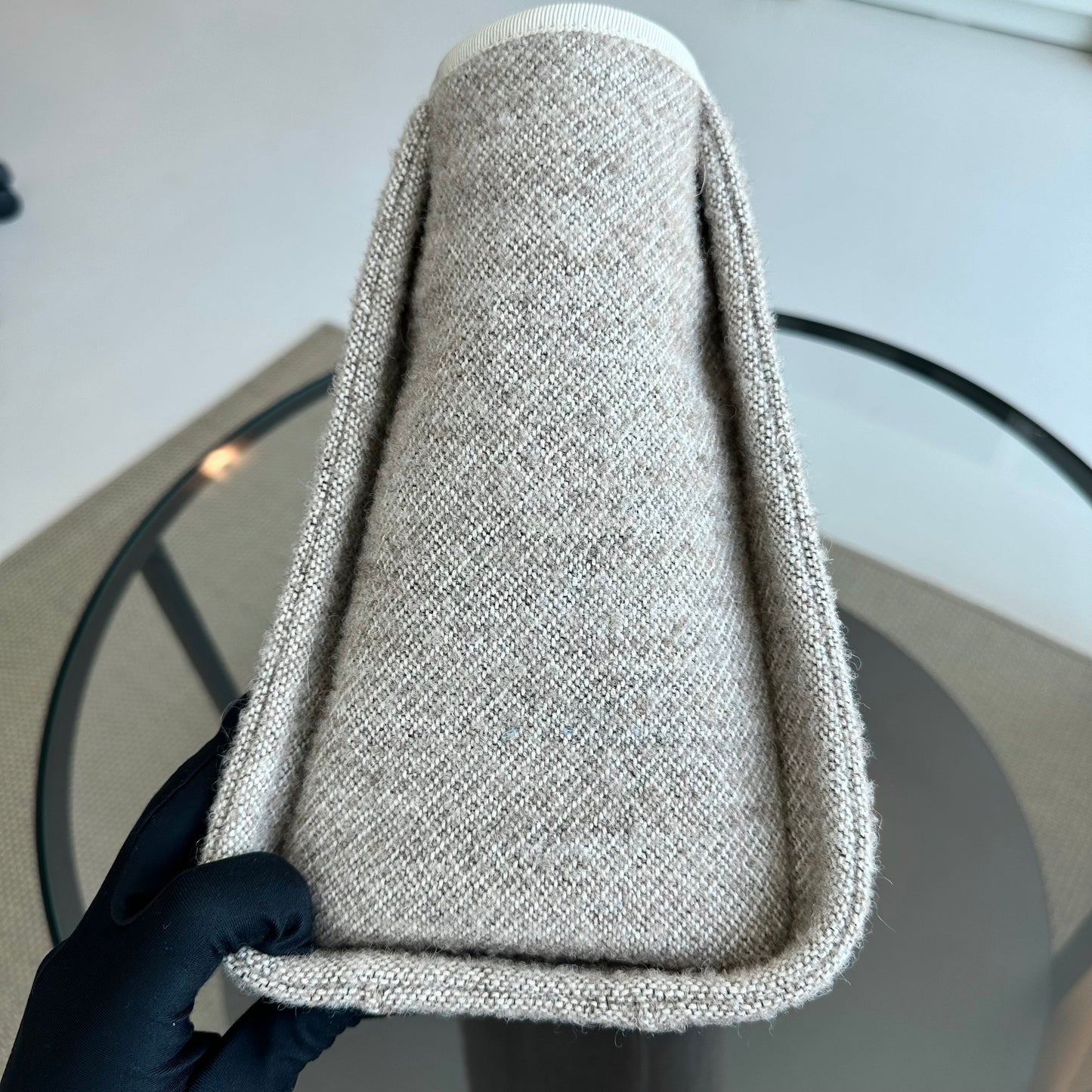 *Microchip* Chanel Deauville Tote Medium Tweed Grey White SHW Microchip