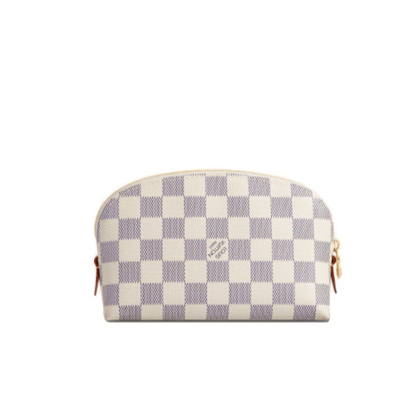LOUIS VUITTON Pouch Damier Azur canvas, leather white Pochette Cosmetic cosmetic pouch Women