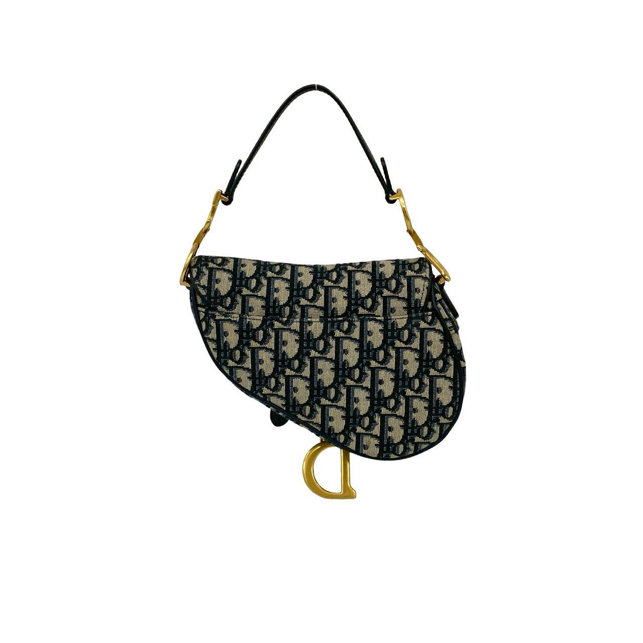 Christian Dior Saddle Bag Trotter Leather Canvas 2way Handbag