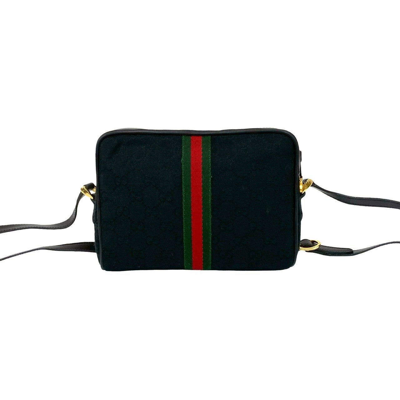 Gucci GG Logo Canvas Leather Shoulder Bag