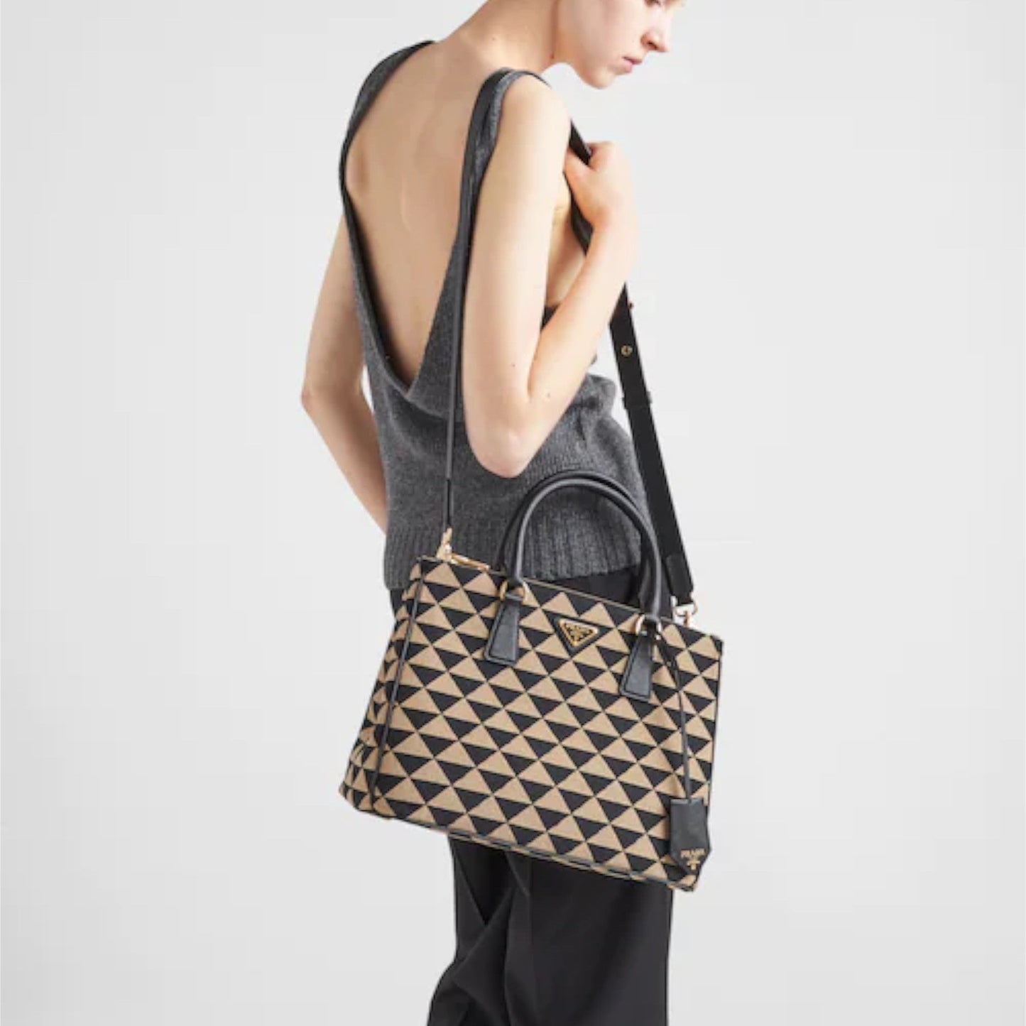 Medium Prada Symbole embroidered fabric bag