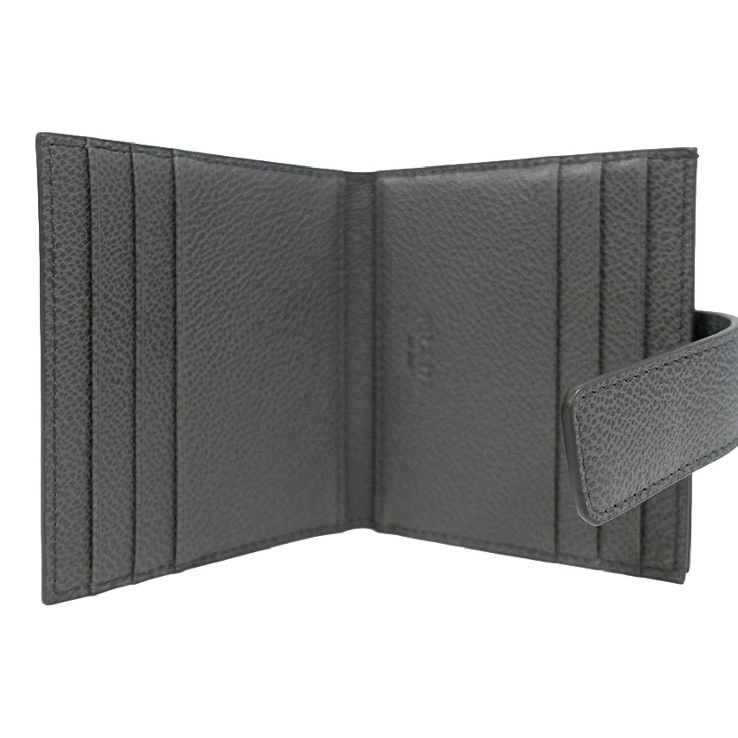 Prada Grey Vitello Grain Leather Card Bifold Wallet