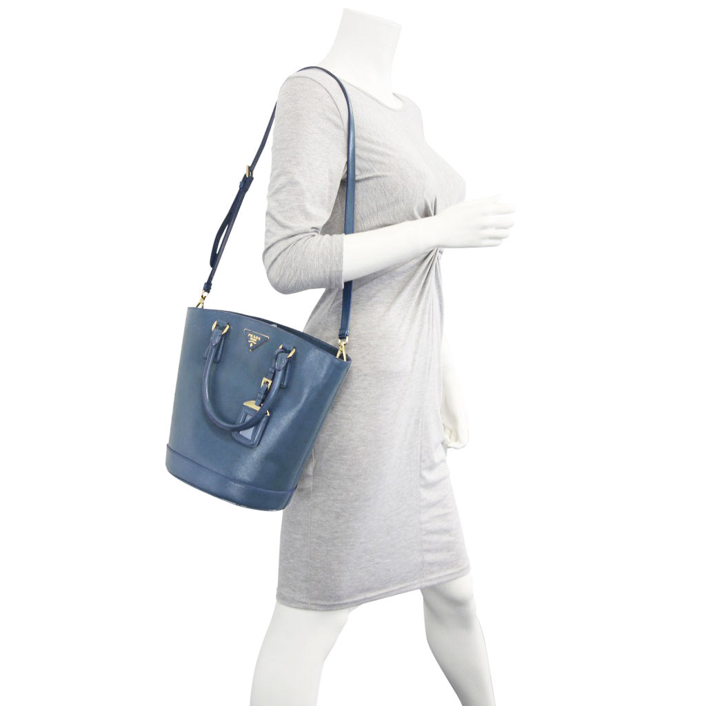 Prada Saffiano Vernice Secchiello Bucket Bag