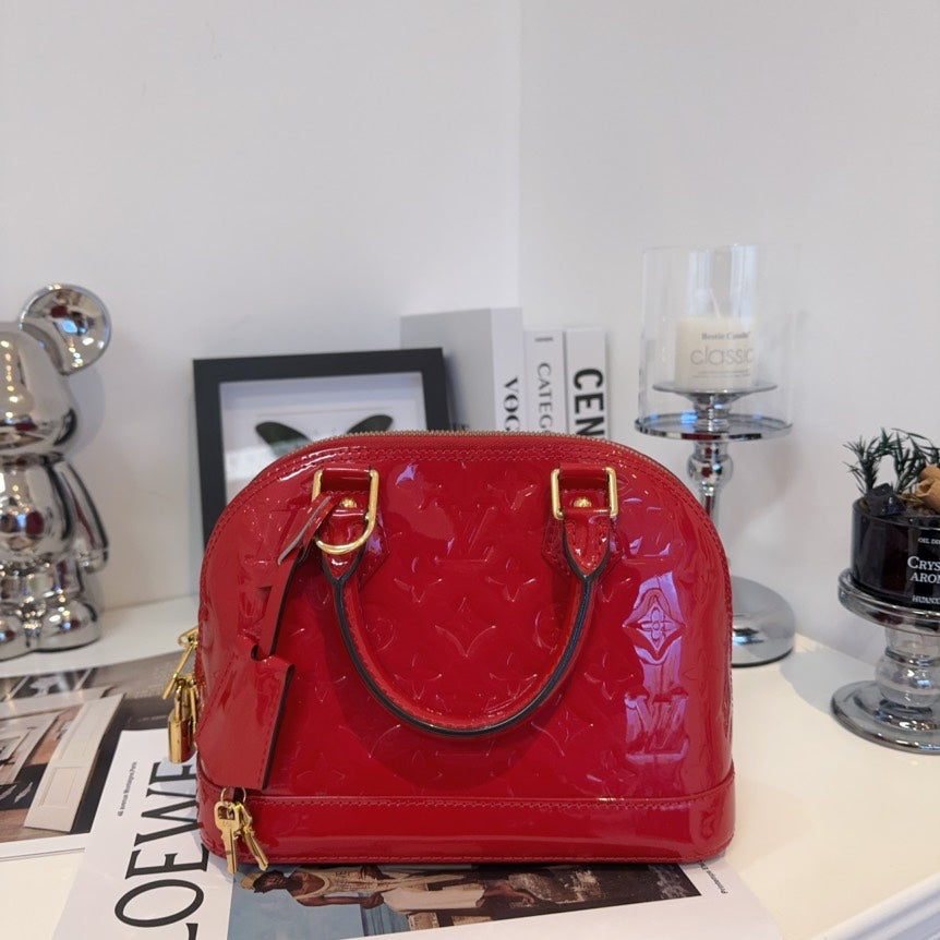 Louis Vuitton Alma BB Red Patent Leather HandBag Medium Size