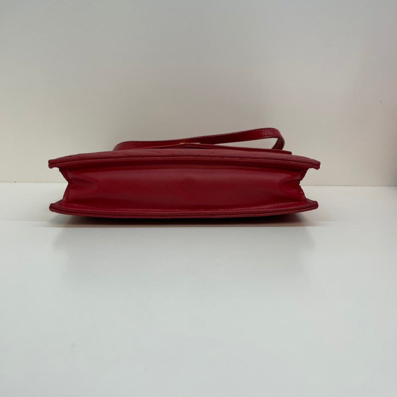 Saint Laurent Cassandra Red Caviar Chevron Quilted Shoulder Bag
