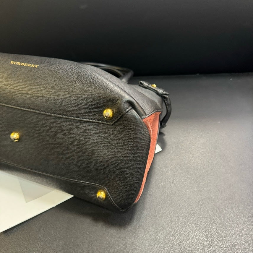 Luxury Burberry Black Leather Tote Bag Medium Size