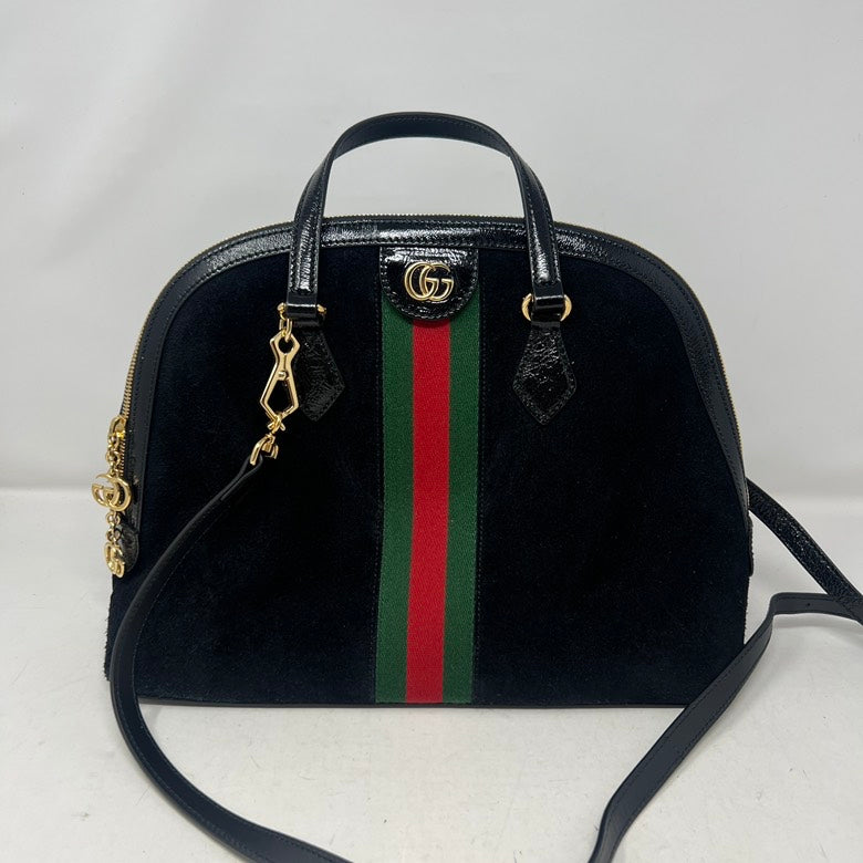 Gucci Suede & Leather 2way Handbag AF462 Black