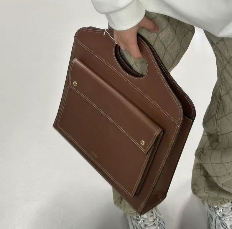 Luxury Burberry Tan Leather Tote Bag with Strap 14 Inches