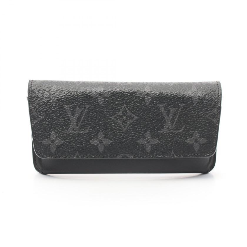 LOUIS VUITTON Etui Lunette Monogram Eclipse Glasses Case Black PVC Leather