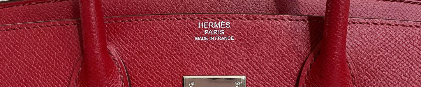 Luxury Hermes 30 cm Rouge Garance Epsom Birkin with Palladium