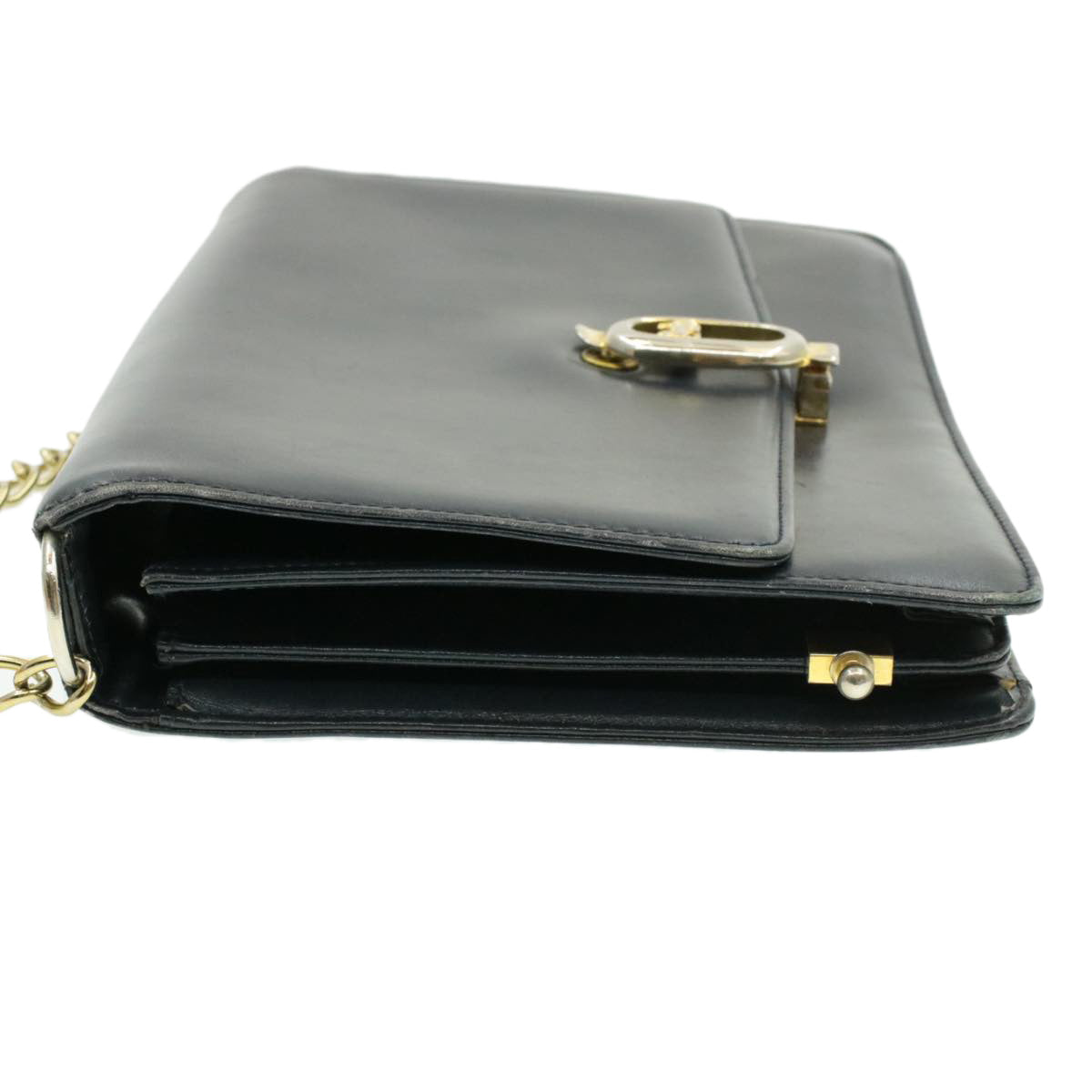 Luxury CELINE Horse Carriage Chain Shoulder Bag Leather Navy rd740