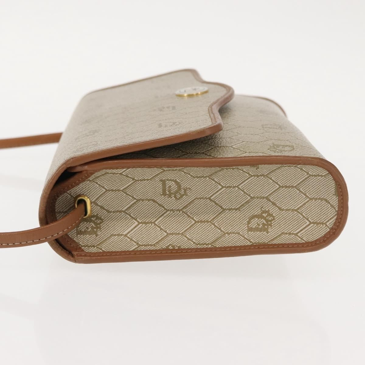 Christian Dior Honeycomb Flap Crossbody Bag Canvas And Leather Beige Canvas Shoulder Bag Bag ()