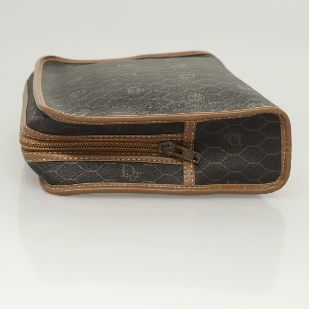 Christian Dior Honeycomb Zip Pouch Coated Canvas Black Pvc,Canvas Clutche & Pouche Bag ()