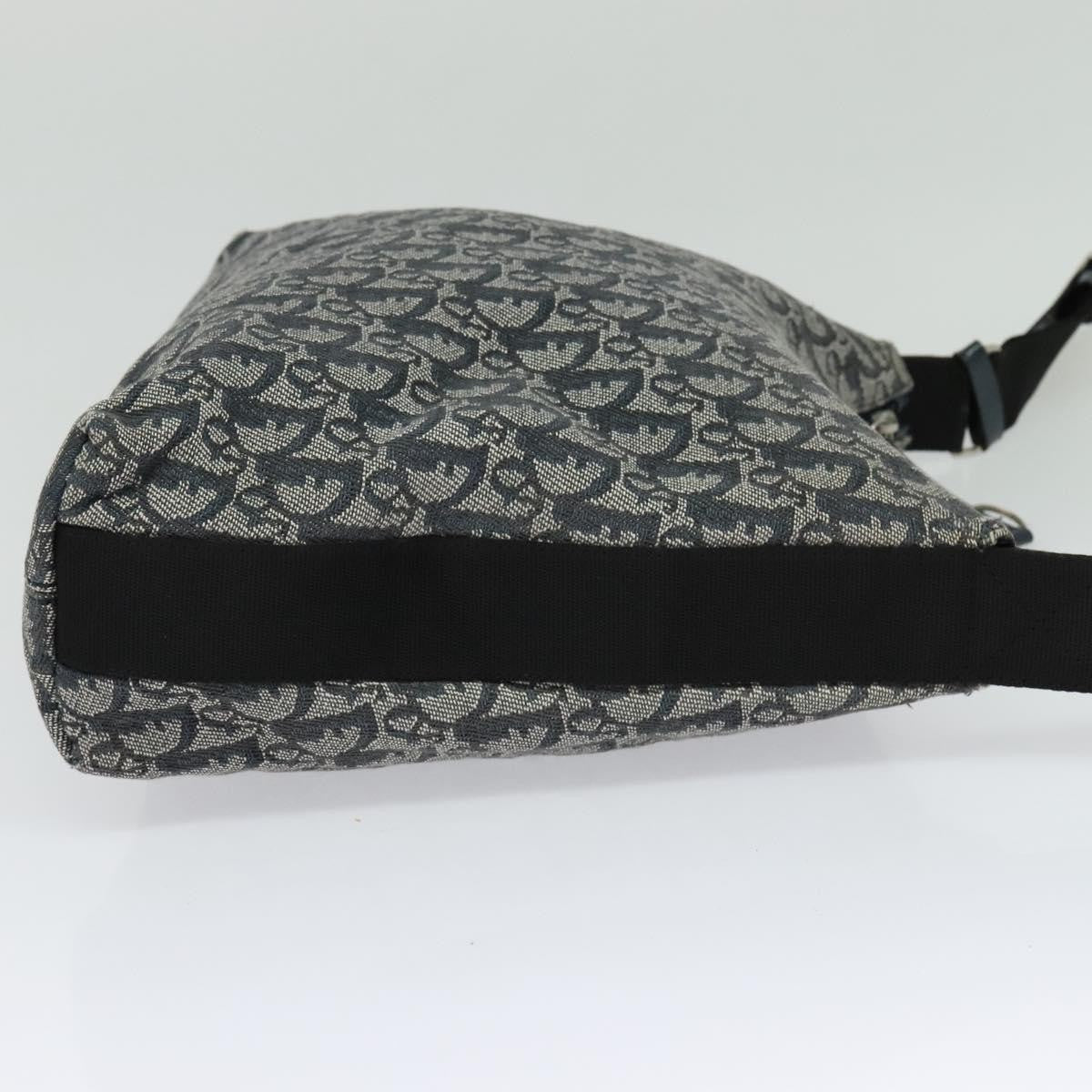 Christian Dior Zip Shoulder Bag Diorissimo Canvas Navy Canvas Shoulder Bag Bag ()