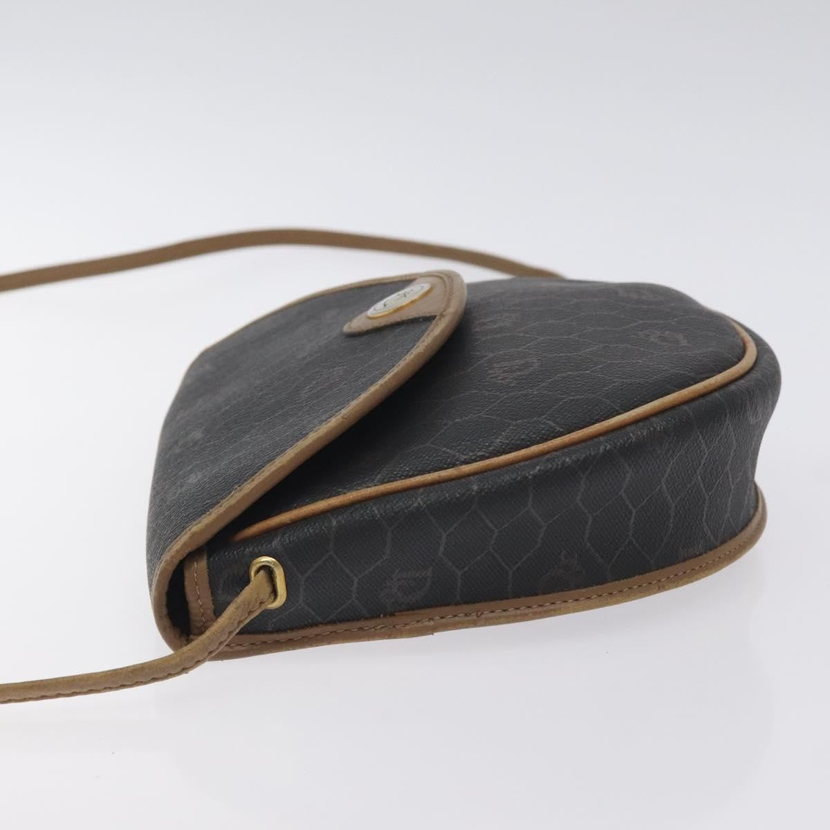 Christian Dior Honeycomb Flap Crossbody Bag Coated Canvas Black Canvas Bag ()