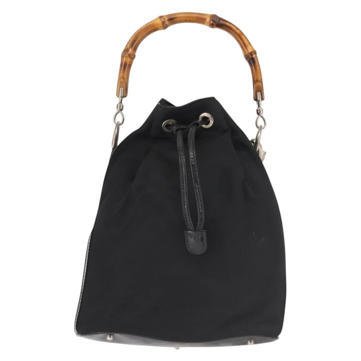 Gucci Bamboo Bucket Bag Nylon And Leather Black Nylon Bag ( )
