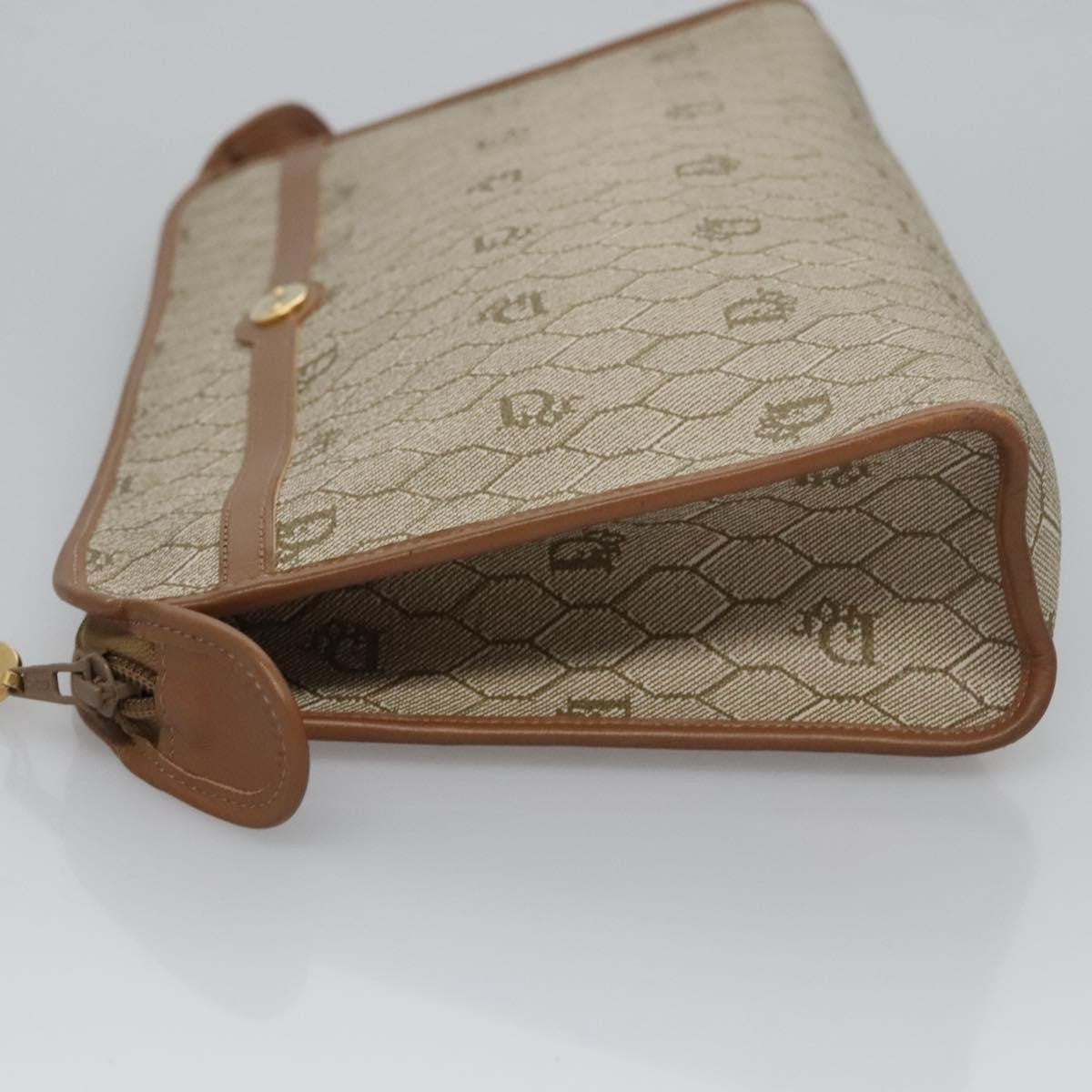 Christian Dior Honeycomb Zip Pouch Coated Canvas Beige Pvc Clutche & Pouche Bag ()