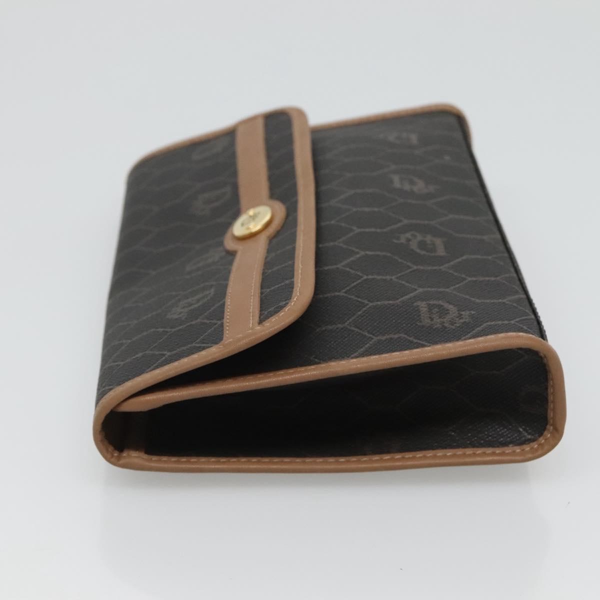 Christian Dior Honeycomb Chain Canvas Black Pvc Clutche & Pouche Bag ()
