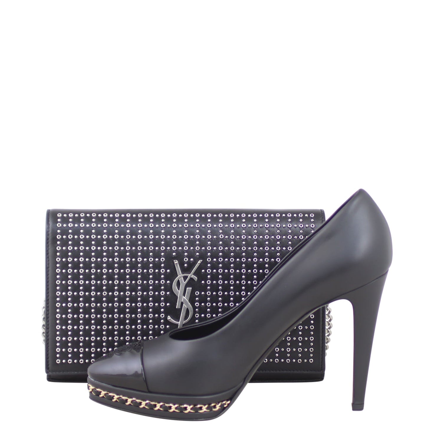 Saint Laurent Microstud and Rivet Kate Chain Wallet