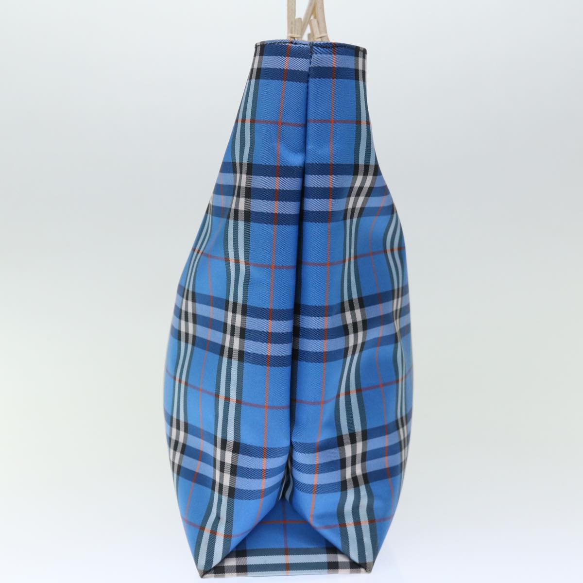 Luxury Burberry Nova Check Tote Bag Nylon Blue Auth th4791