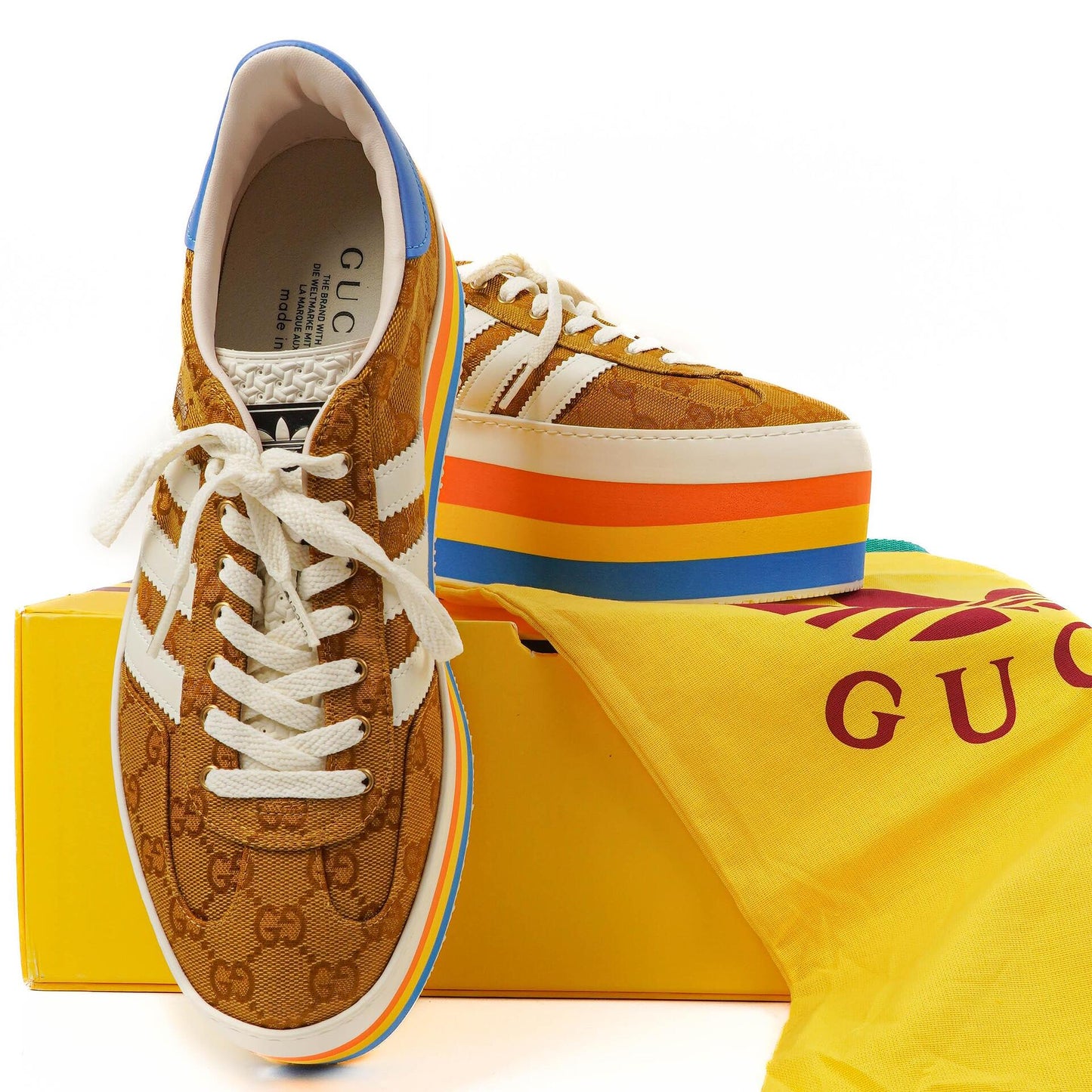 The Gucci x Adidas Jacquard Striped Wedge Sneakers