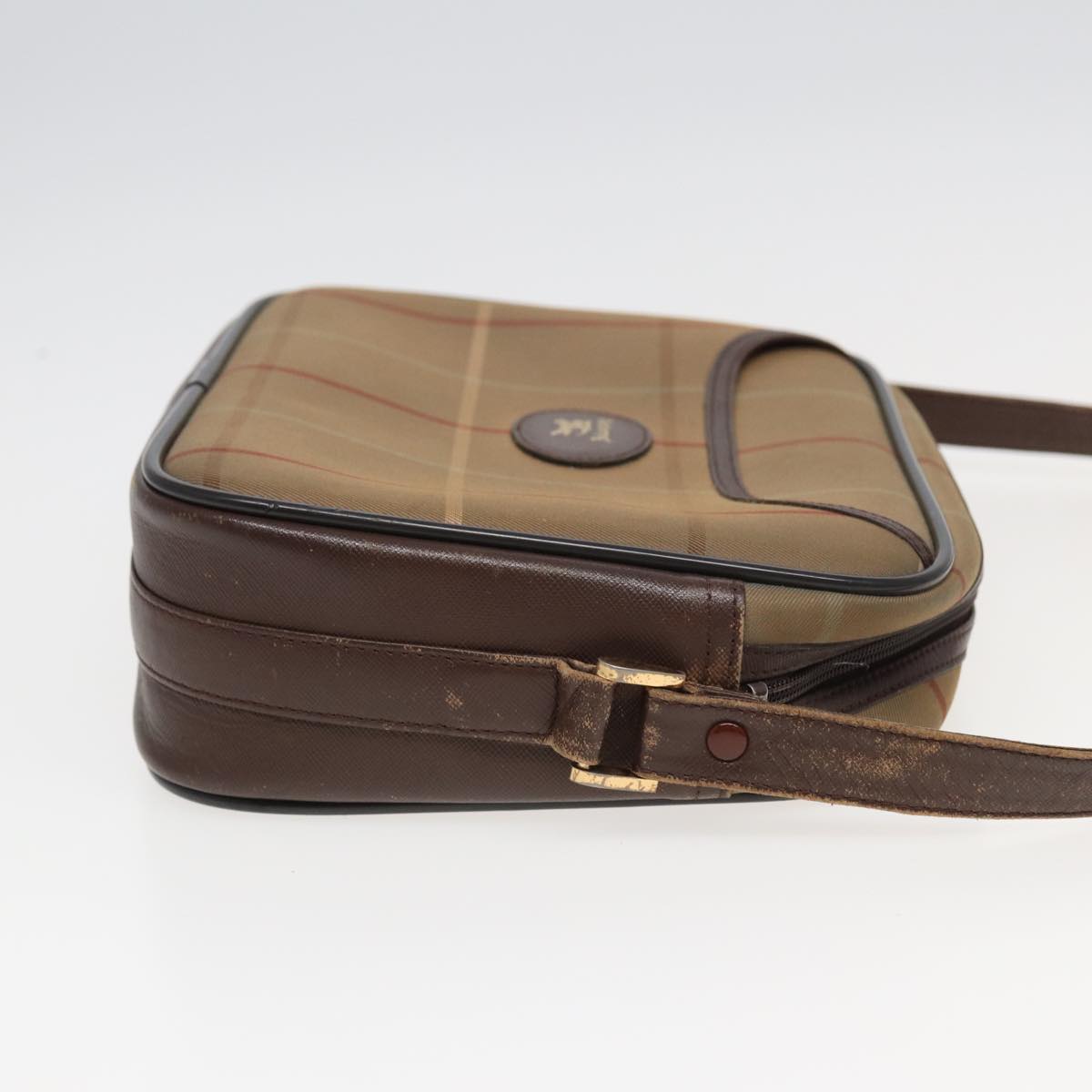 Luxury BurberrySs Nova Check Shoulder Bag Canvas Beige Brown Auth ti1772