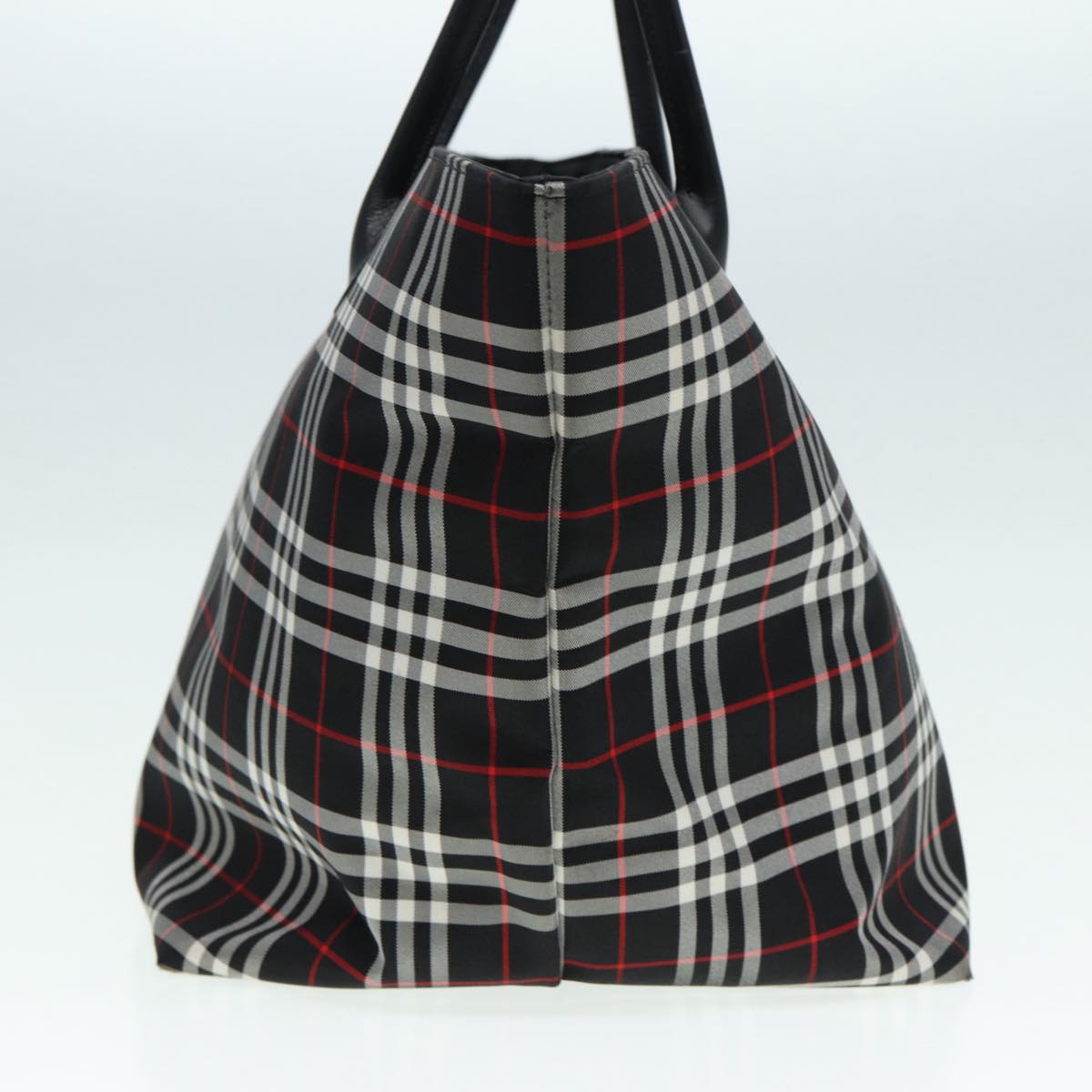 Luxury BurberrySs Blue Label Tote Bag Nylon Black Silver Auth ti1960