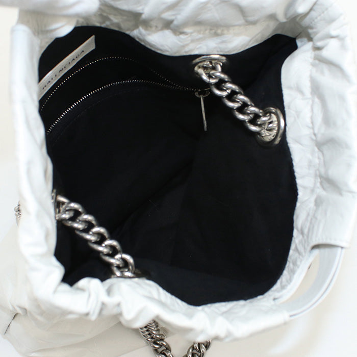 BALENCIAGA 6714002AAQ Tote Bag CRUSH Small ChainShoulder Bag Calfskin white Women