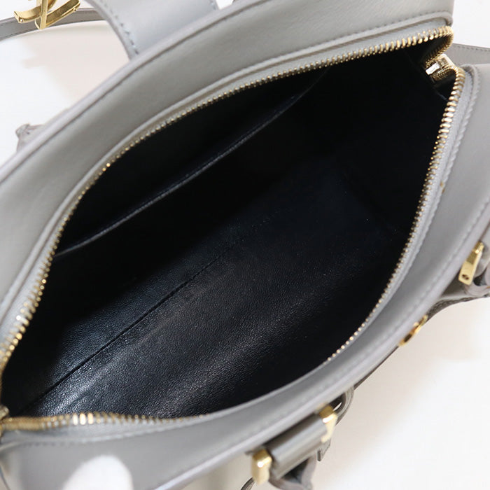 SAINT LAURENT SL90550 Baby mosquito bus Handbag leather gray Women