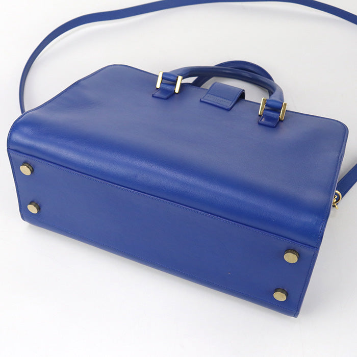 SAINT LAURENT 357395 Handbag Monogram Kabas 2WAY handbag leather blue Women