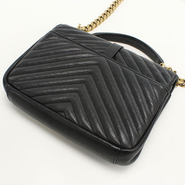 SAINT LAURENT 428056 2WAY bag college Handbag/Quilted leather black Women