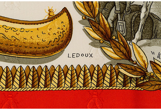 Hermes Orange Napoleon Scarf by Ledoux